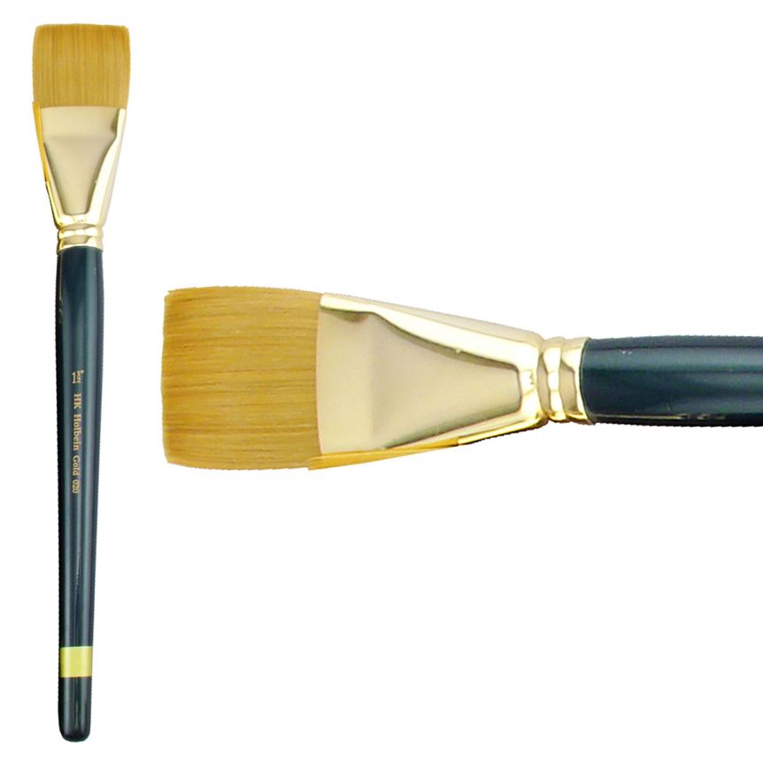 Holbein Gold Synthetic Watercolor Brush, One Stroke 1-1/2"