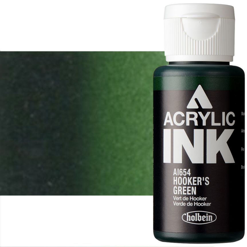 Holbein Acrylic Ink - Hookers Green, 30ml