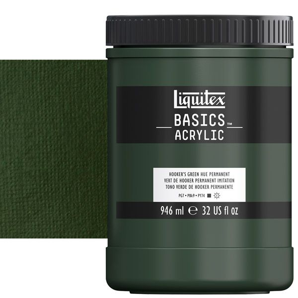 Liquitex Basics Acrylic Paint - Hookers Green Hue Permanent, 32oz Jar