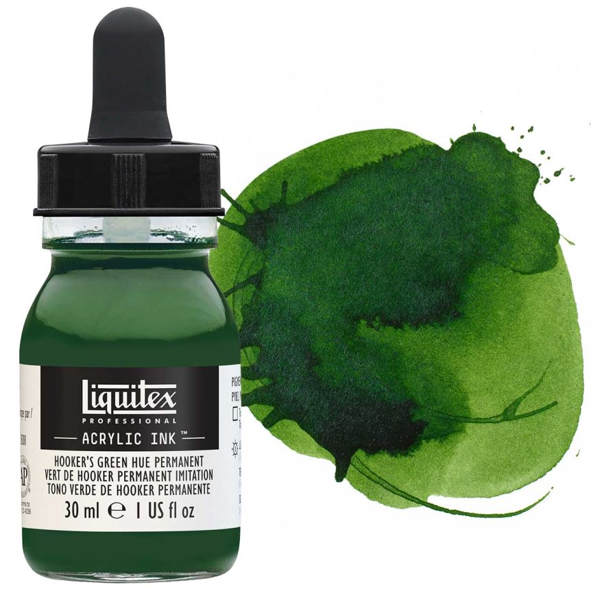 Liquitex Acrylic Ink - Hooker's Green Hue Permanent, 30ml Bottle