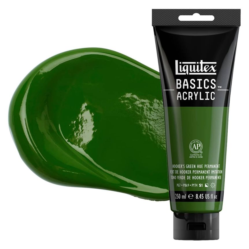 Liquitex Basics Acrylic Paint - Hookers Green Hue Permanent, 250ml Tube