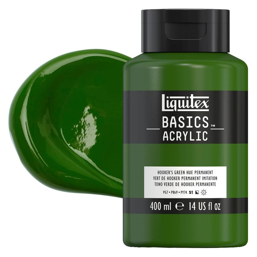 Liquitex Basics Acrylic Paint - Hookers Green Hue Permanent, 400ml Bottle