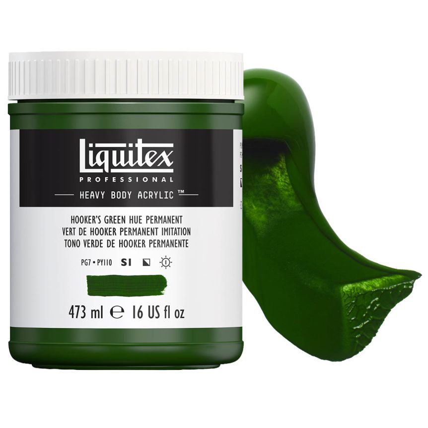 Liquitex Heavy Body Acrylic - Hookers Green Hue Permanent, 16oz Jar