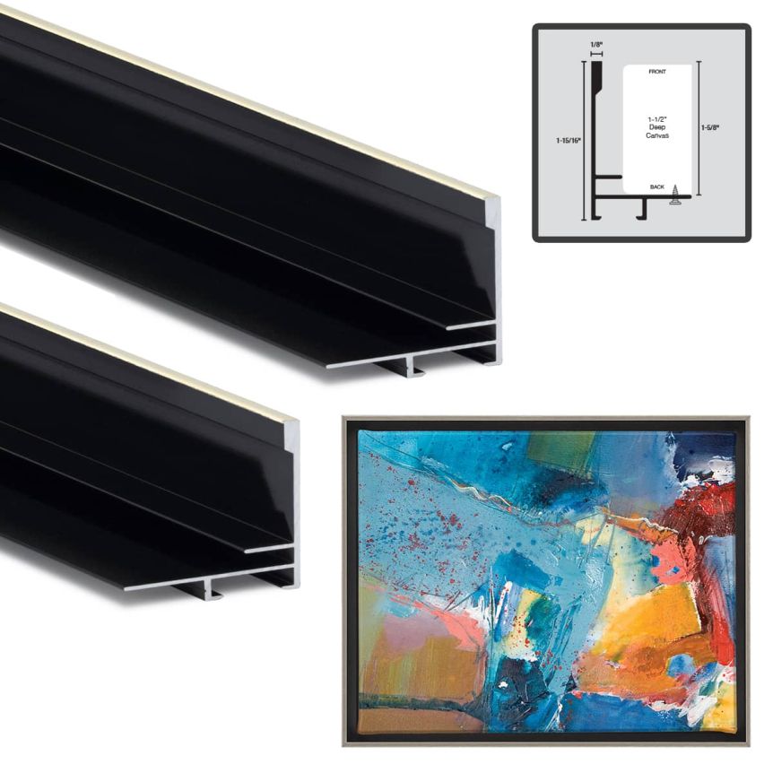 Illusions Aluminum Gallery Frame Kit, 11" Black/Silver - Gallery 1-5/8" Deep