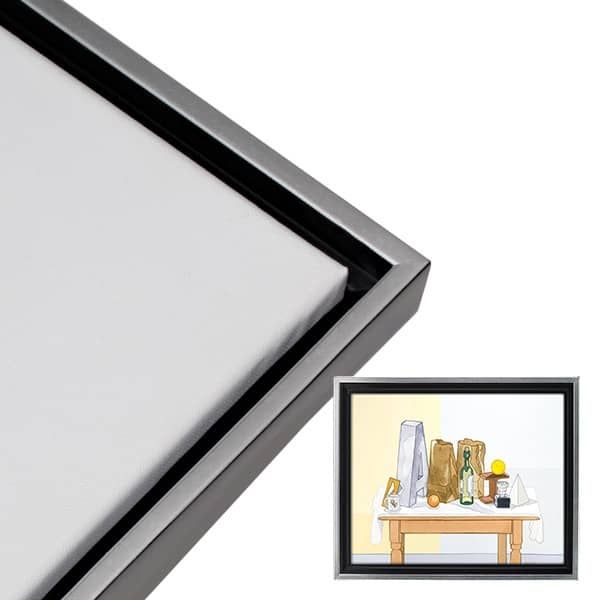 Illusions Floater Frame, 16x20 Silver/Black - 3/4 Deep