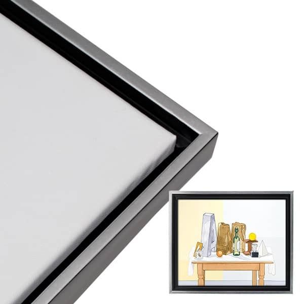 Illusions Floater Frame, 12x12 Silver/Black - 3/4 Deep