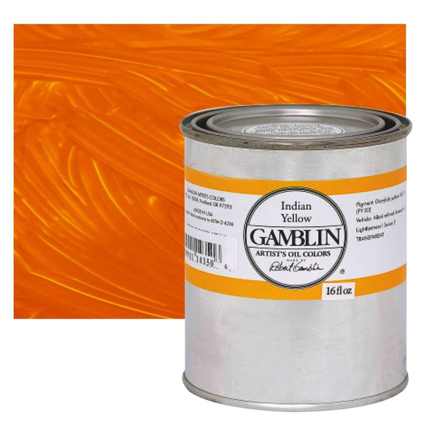 Gamblin Artists Oil - India Yellow, 16oz Can