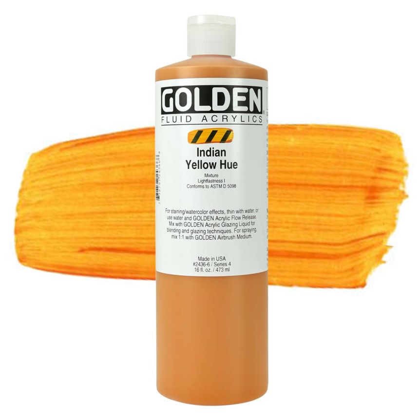 GOLDEN Fluid Acrylics Indian Yellow Hue, 16oz