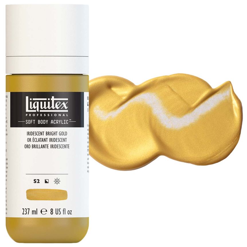 Liquitex Professional Soft Body Acrylic - Iridescent Bright Gold, 8oz Bottle