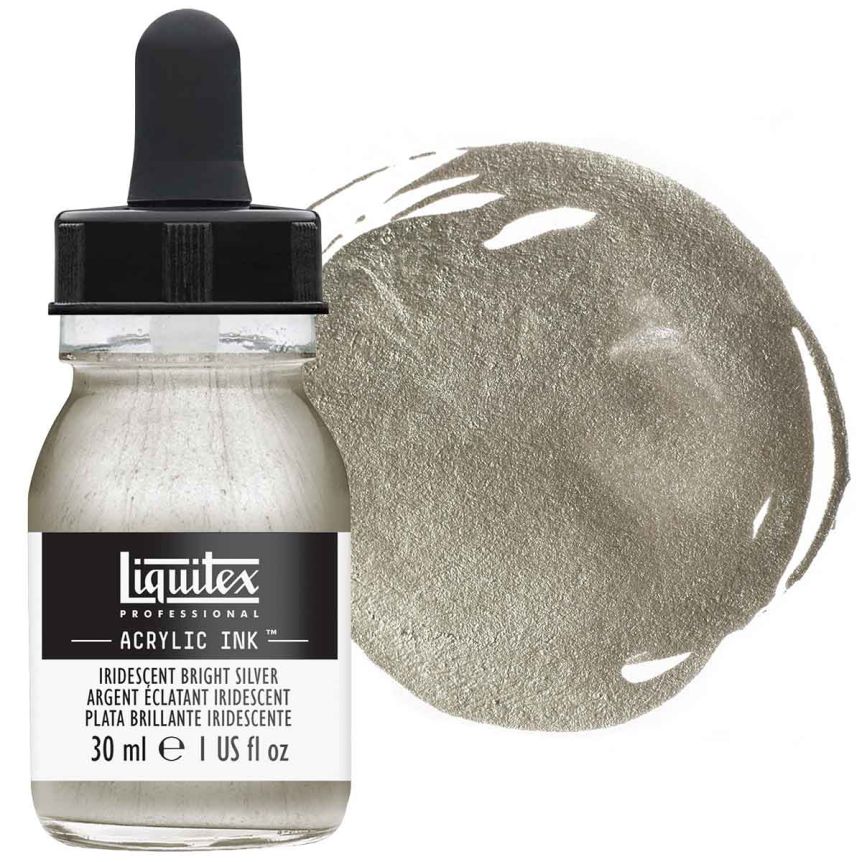Liquitex Acrylic Ink - Iridescent Bright Silver, 30ml Bottle