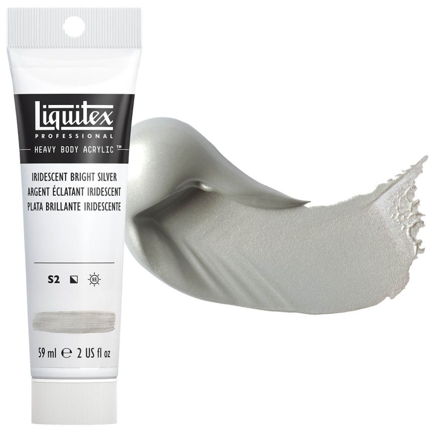 Liquitex Heavy Body Acrylic - Iridescent Bright Silver, 2oz Tube