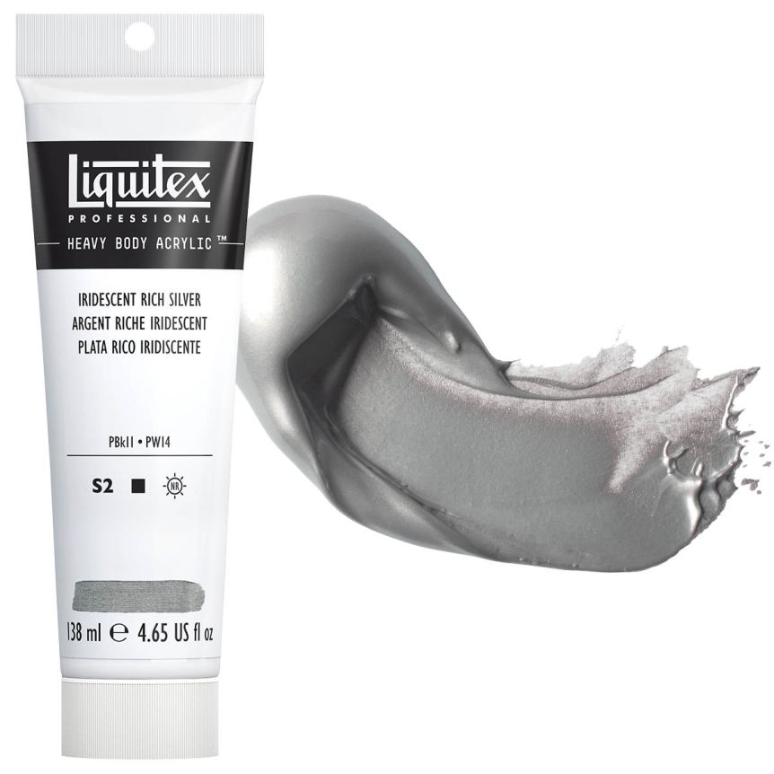 Liquitex Heavy Body Acrylic - Iridescent Rich Silver, 4.65oz Tube