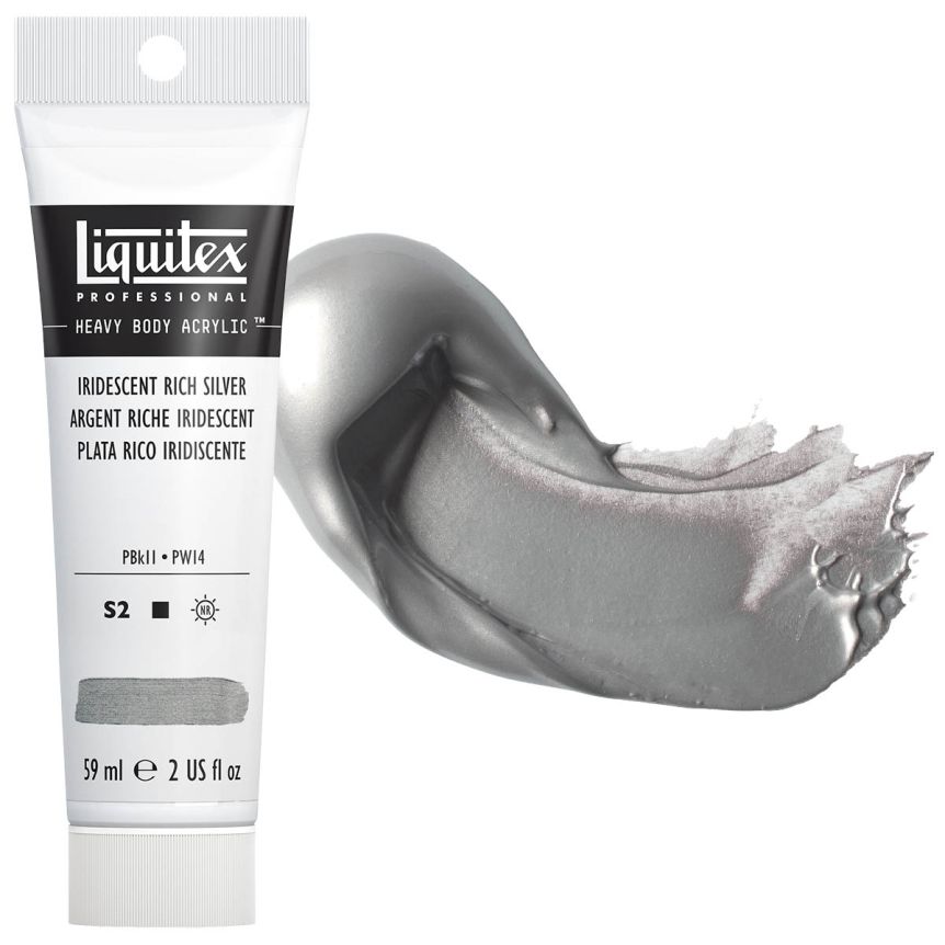 Liquitex Heavy Body Acrylic - Iridescent Rich Silver, 2oz Tube