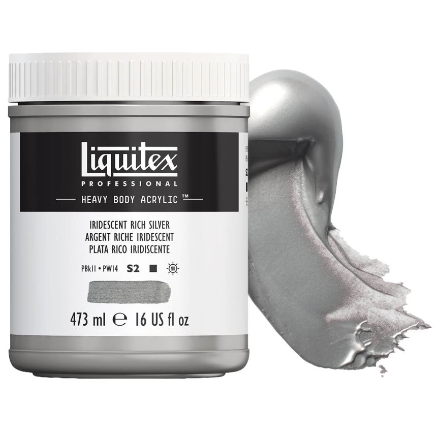 Liquitex Heavy Body Acrylic - Iridescent Rich Silver, 16oz Jar