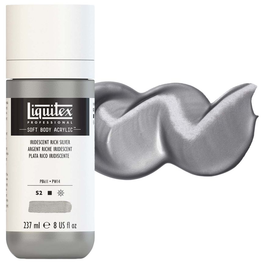 Liquitex Professional Soft Body Acrylic - Iridescent Rich Silver, 8oz Bottle