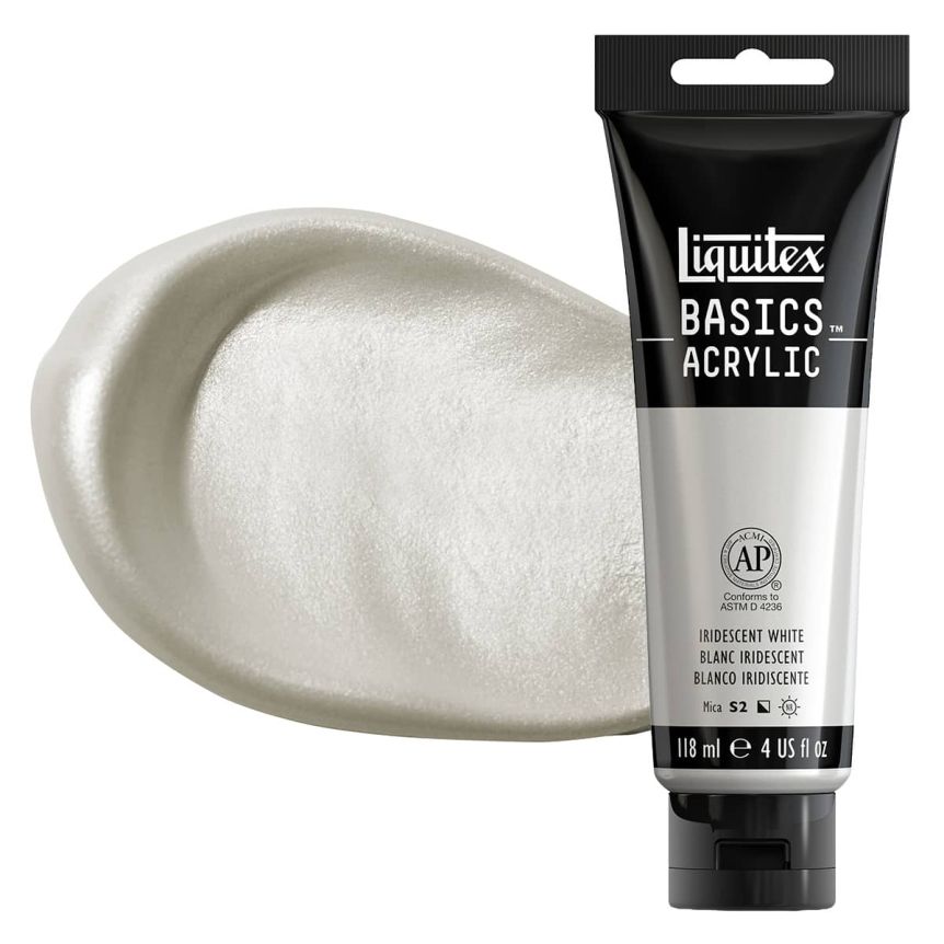 Liquitex Basics Acrylic Paint - Iridescent White, 4oz Tube