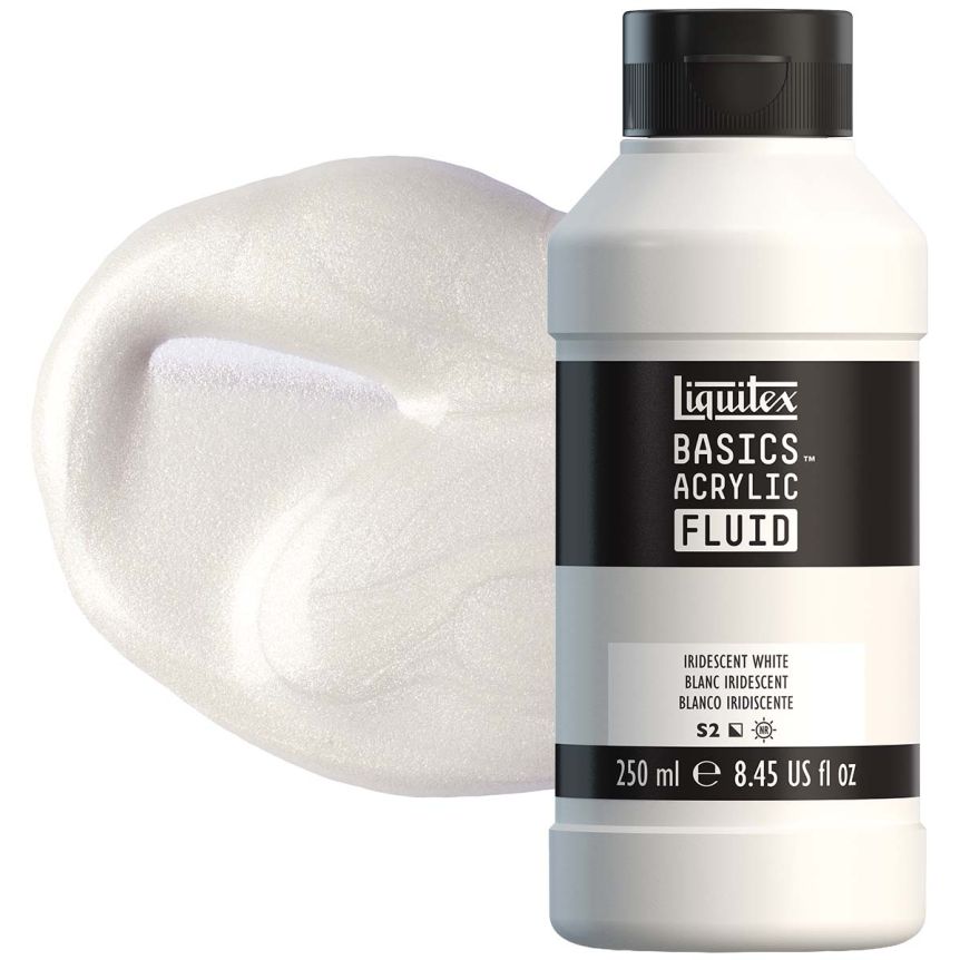 Liquitex BASICS Acrylic Fluid - Iridescent White, 250ml Bottle