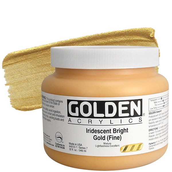 GOLDEN Heavy Body Acrylic 32 oz Jar - Iridescent Bright Gold