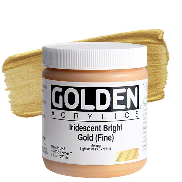 GOLDEN Heavy Body Acrylics - Iridescent Bright Gold, 8oz Jar