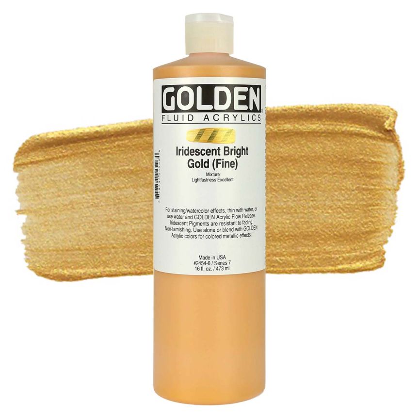 GOLDEN Fluid Acrylics Iridescent Bright Gold (Fine), 16oz