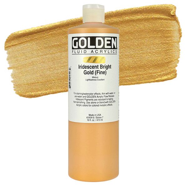 GOLDEN Fluid Acrylics Iridescent Bright Gold (Fine) 16 oz