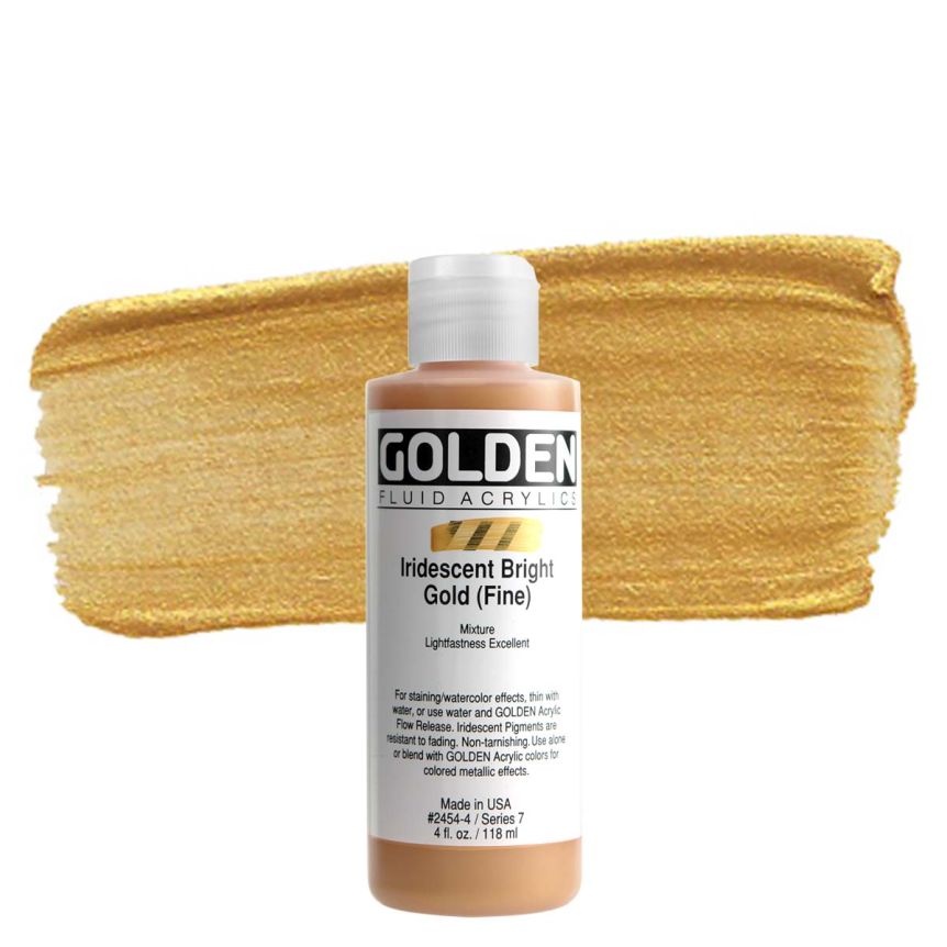 GOLDEN Fluid Acrylics Iridescent Bright Gold (Fine), 4oz