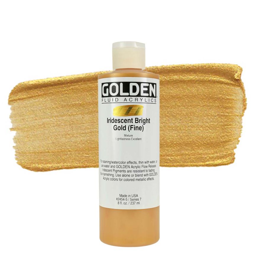 GOLDEN Fluid Acrylics Iridescent Bright Gold (Fine), 8oz