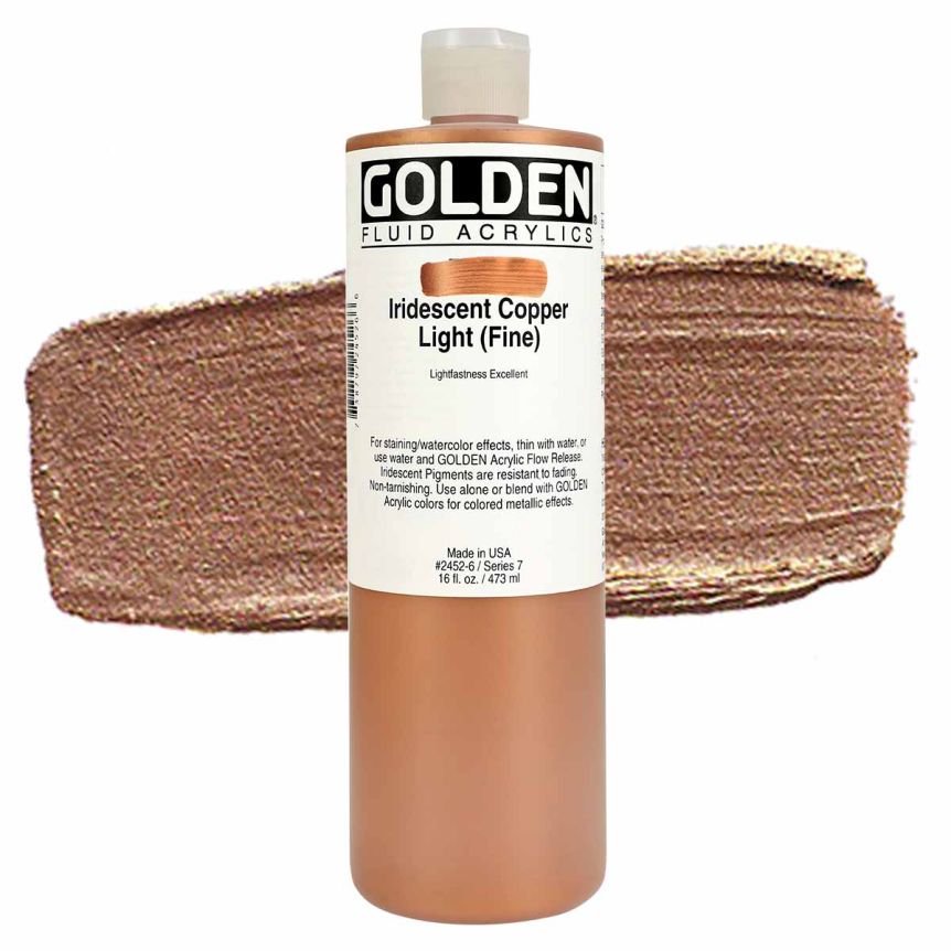 GOLDEN Fluid Acrylics Iridescent Copper Light (Fine), 16oz