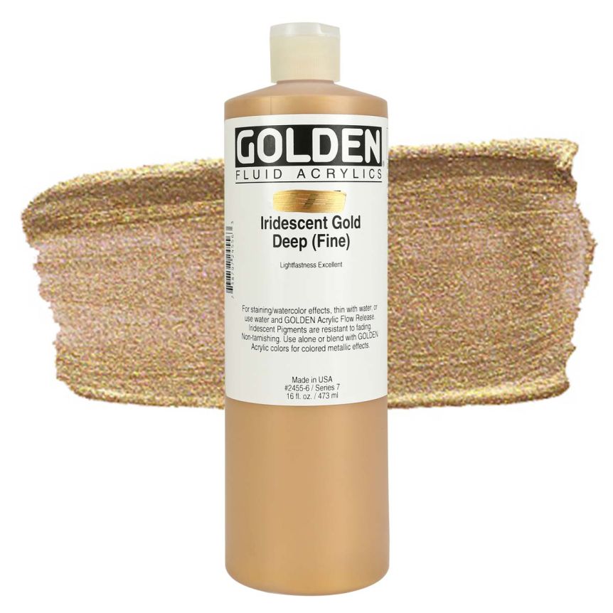 GOLDEN Fluid Acrylics Iridescent Gold Deep (Fine) ,16oz