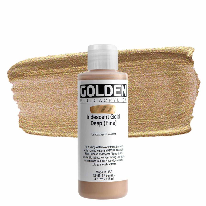 GOLDEN Fluid Acrylics Iridescent Gold Deep (Fine), 4oz