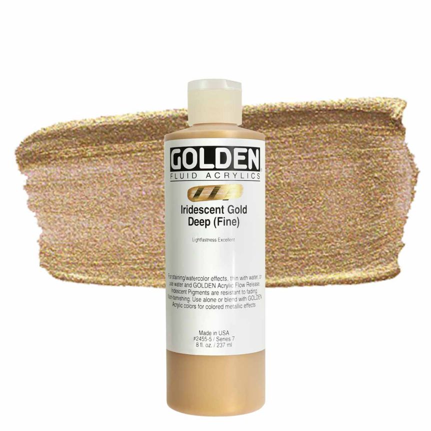 GOLDEN Fluid Acrylics Iridescent Gold Deep (Fine), 8oz