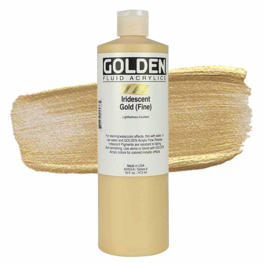 GOLDEN Fluid Acrylics Iridescent Gold (Fine), 16oz