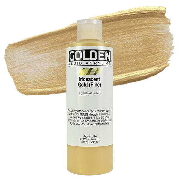 Golden Fluid Acrylic Iridescent Bright Gold (Fine) 8 oz