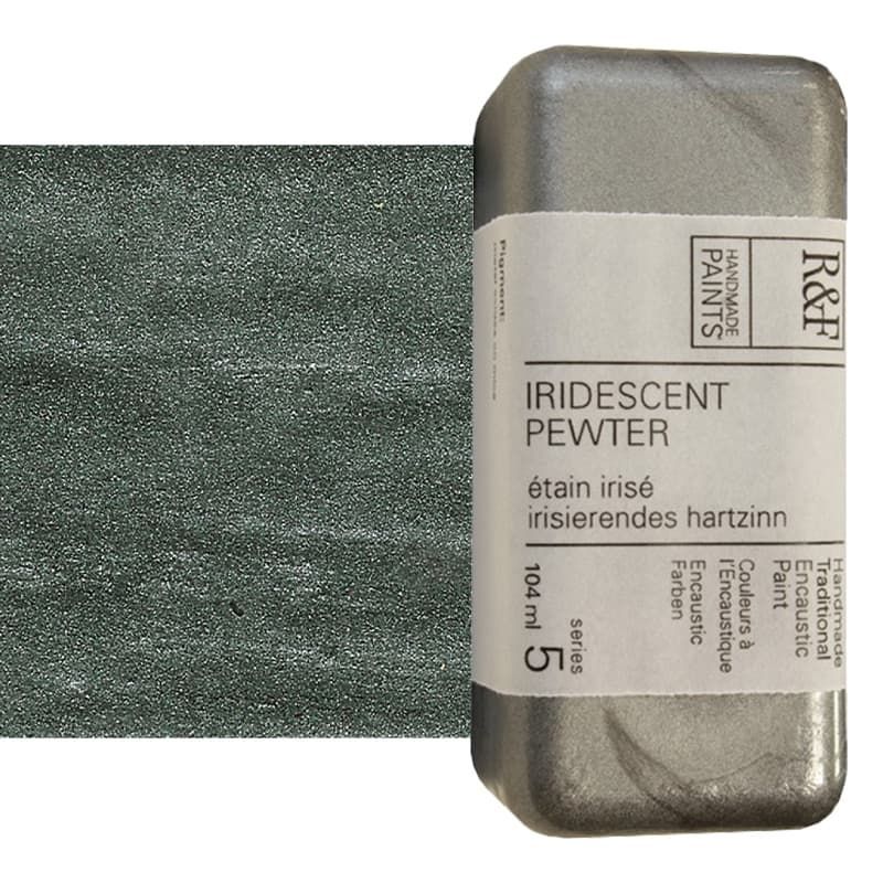 R&F Encaustic Handmade Paint 104 ml Block - Iridescent Pewter