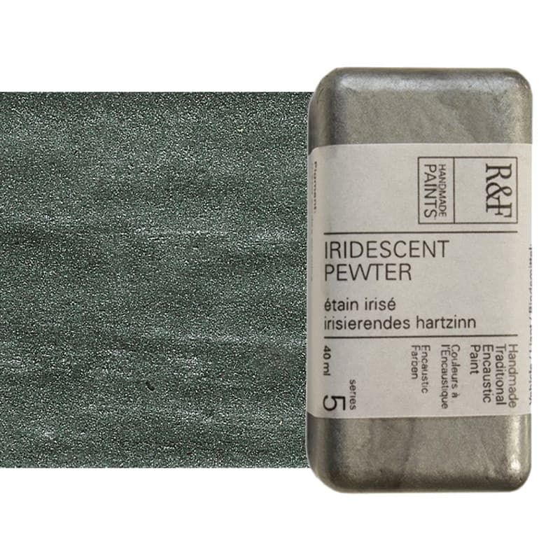 R&F Encaustic Handmade Paint 40 ml Block - Iridescent Pewter