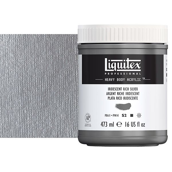Liquitex Heavy Body Acrylic - Iridescent Rich Silver, 16oz Jar
