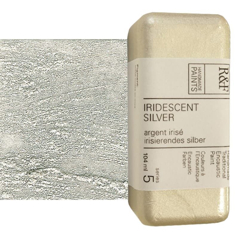 R&F Encaustic Handmade Paint 104 ml Block - Iridescent Silver