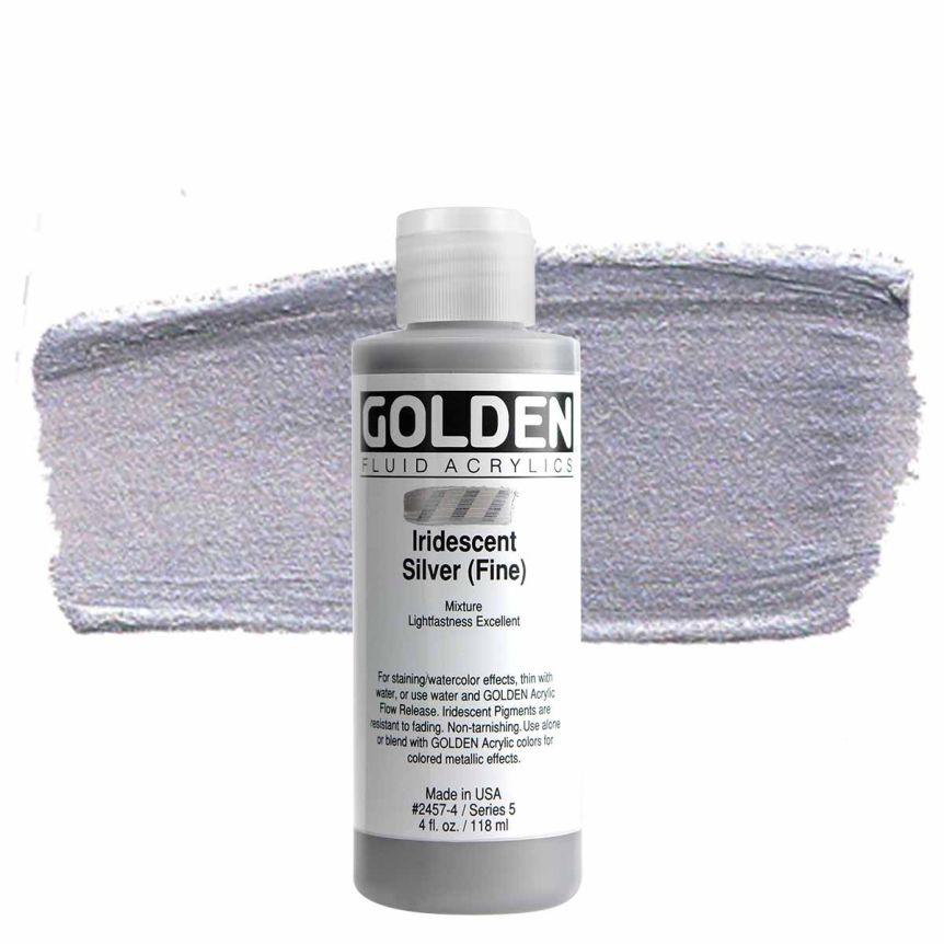 GOLDEN Fluid Acrylics Iridescent Silver (Fine), 4oz