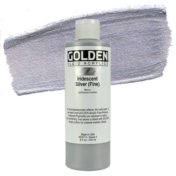 GOLDEN Fluid Acrylics Iridescent Silver (Fine) 8 oz