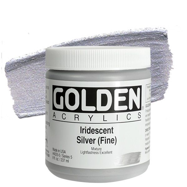 GOLDEN Heavy Body Acrylic 8 oz Jar - Iridescent Silver