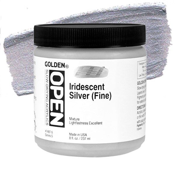 GOLDEN Open Acrylic Paints Iridescent Silver (Fine) 8 oz