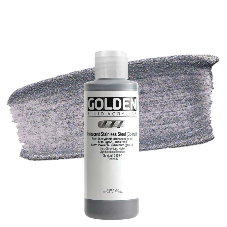 GOLDEN Fluid Acrylics Iridescent Stainless Steel (Coarse), 4oz
