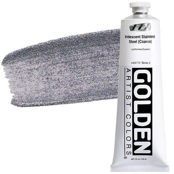 GOLDEN Heavy Body Artists' Acrylics Iridescent Stainless Steel (Coarse) 5 oz