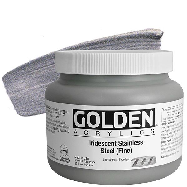 GOLDEN Heavy Body Acrylic 32 oz Jar - Iridescent Stainless Steel (Fine)