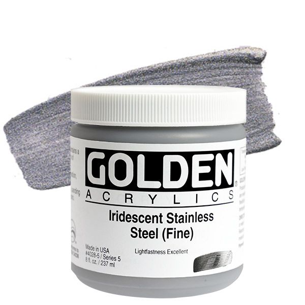 GOLDEN Heavy Body Acrylic 8 oz Jar - Iridescent Stainless Steel (Fine)