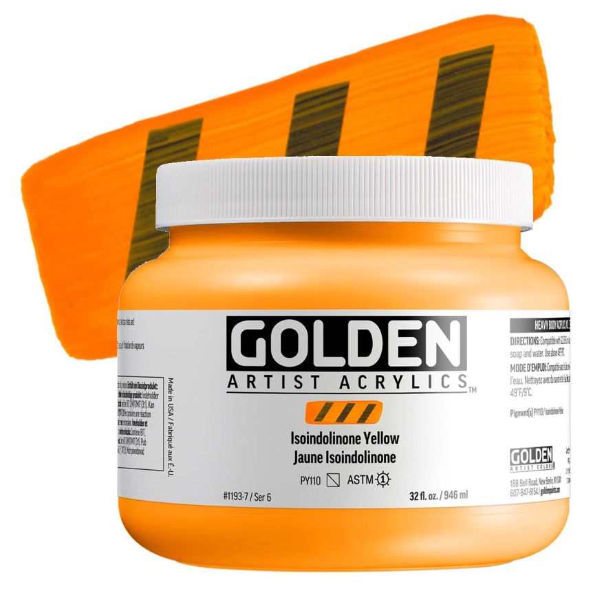 Golden Heavy Body Acrylic - Isoindolinone Yellow, 32 oz Jar