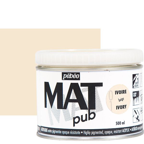 Pebeo Acrylic Mat Pub 500ml - Ivory