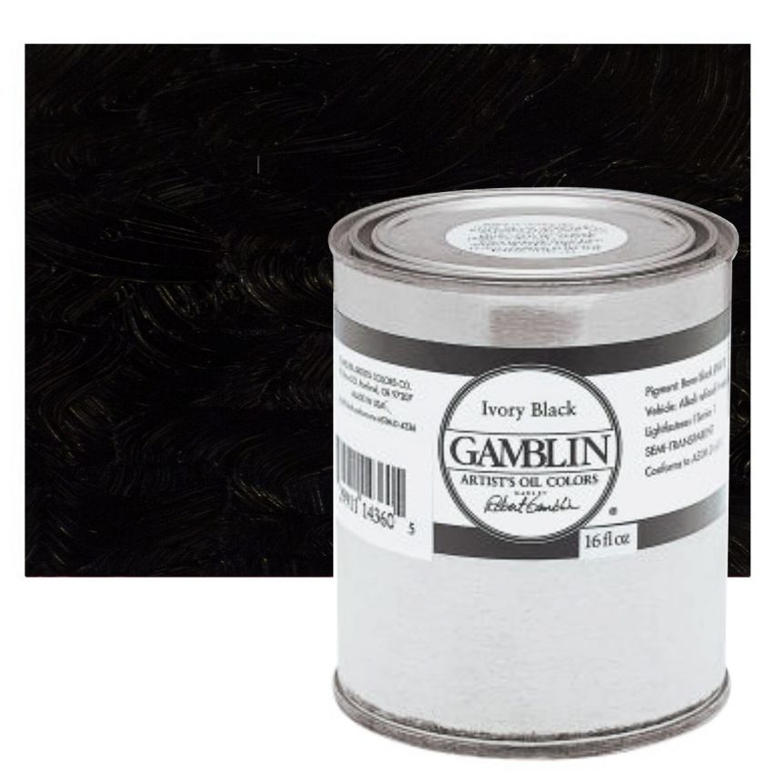 Gamblin Artists Oil - Ivory Black, 16oz Can