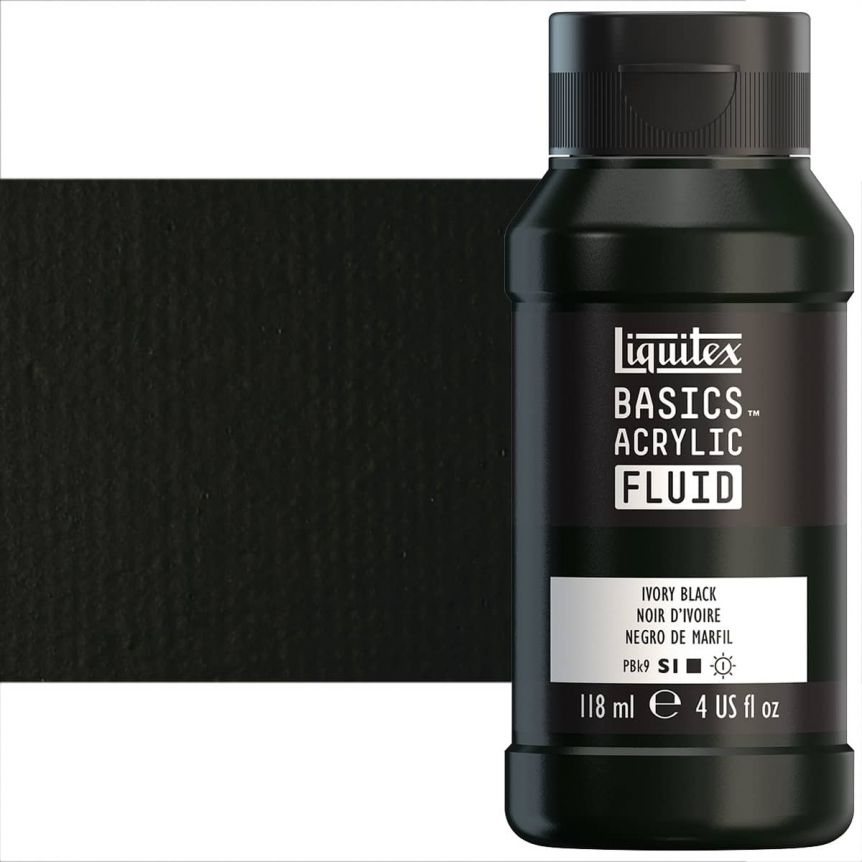 Liquitex BASICS Acrylic Fluid - Ivory Black, 4oz Bottle