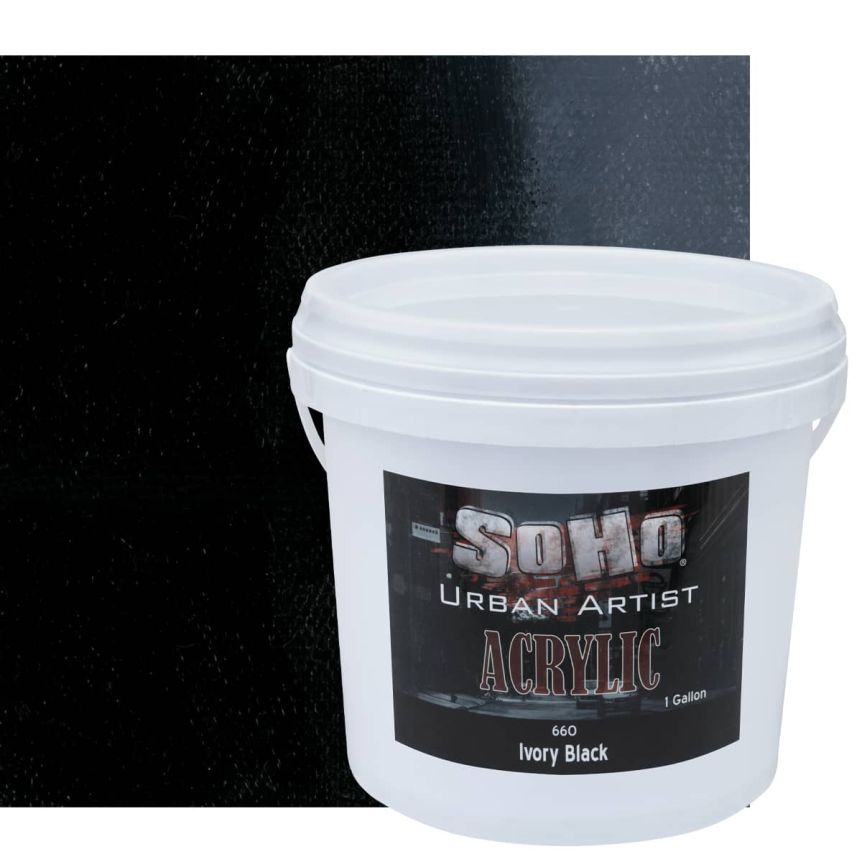 SoHo Urban Artists Heavy Body Acrylic - Ivory Black, 1 Gallon